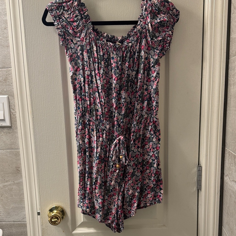 BeBop Floral Romper- Black and Pink